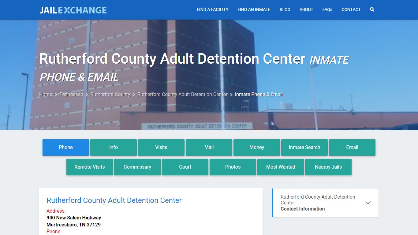 Inmate Phone - Rutherford County Adult Detention Center, TN - Jail Exchange